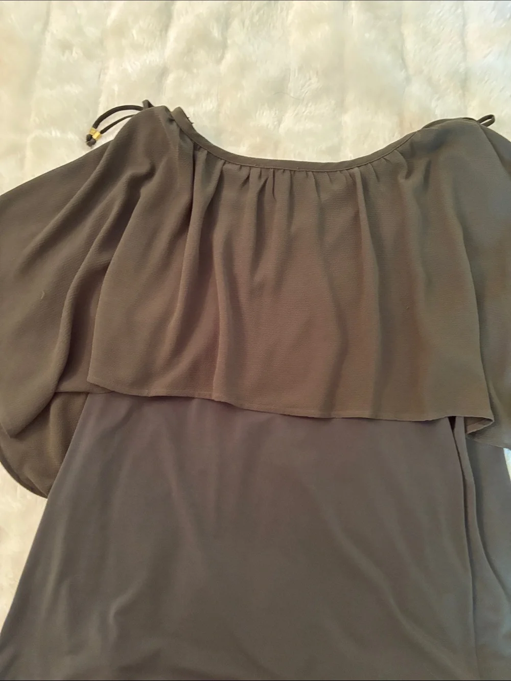 Michael Kors dark green Layered Flutter Sleeve Blouse